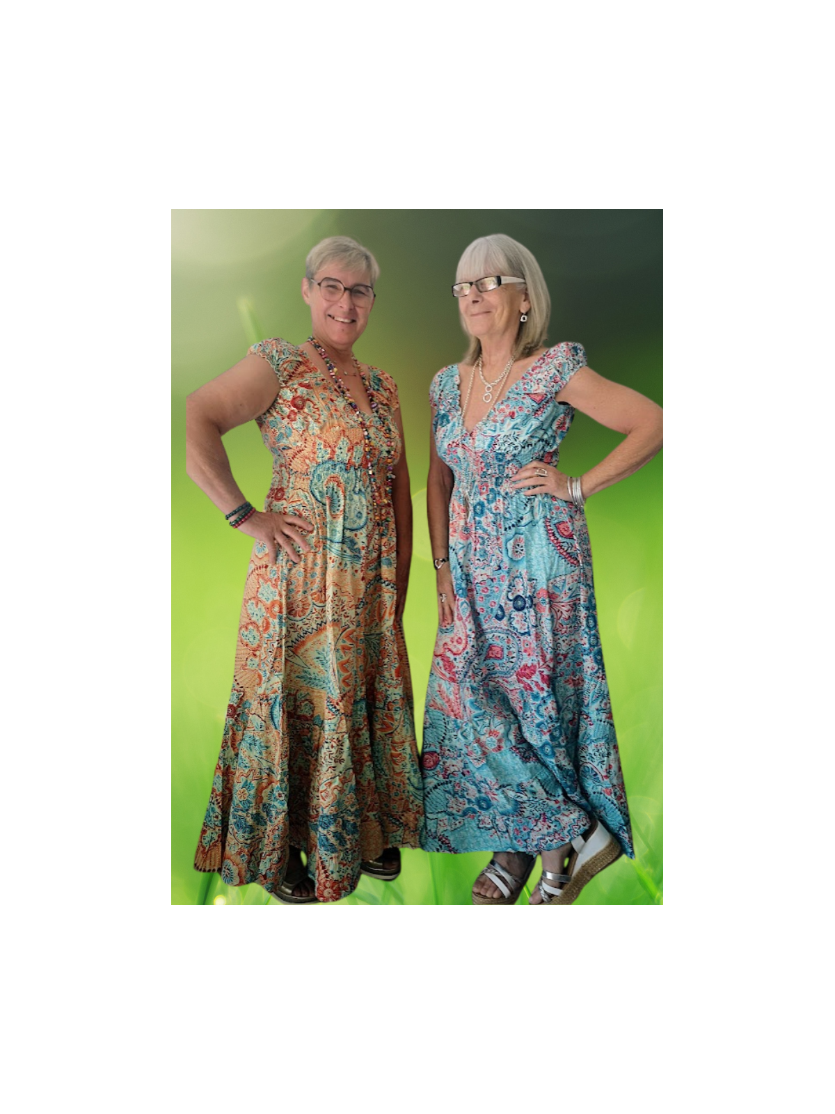 Robe longue fluide à imprimés ; 1 vue déclinaisons l Tilleulmenthe mode boutique de vêtements femme en ligne