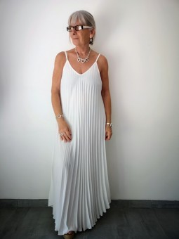 Robe femme blanche plissée l 3 vue portée l Tilleulmenthe mode boutique de vêtements femme en ligne