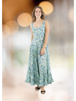 Robe longue verte à volants l 3 vue portée l Tilleulmenthe mode boutique de vêtements femme en ligne
