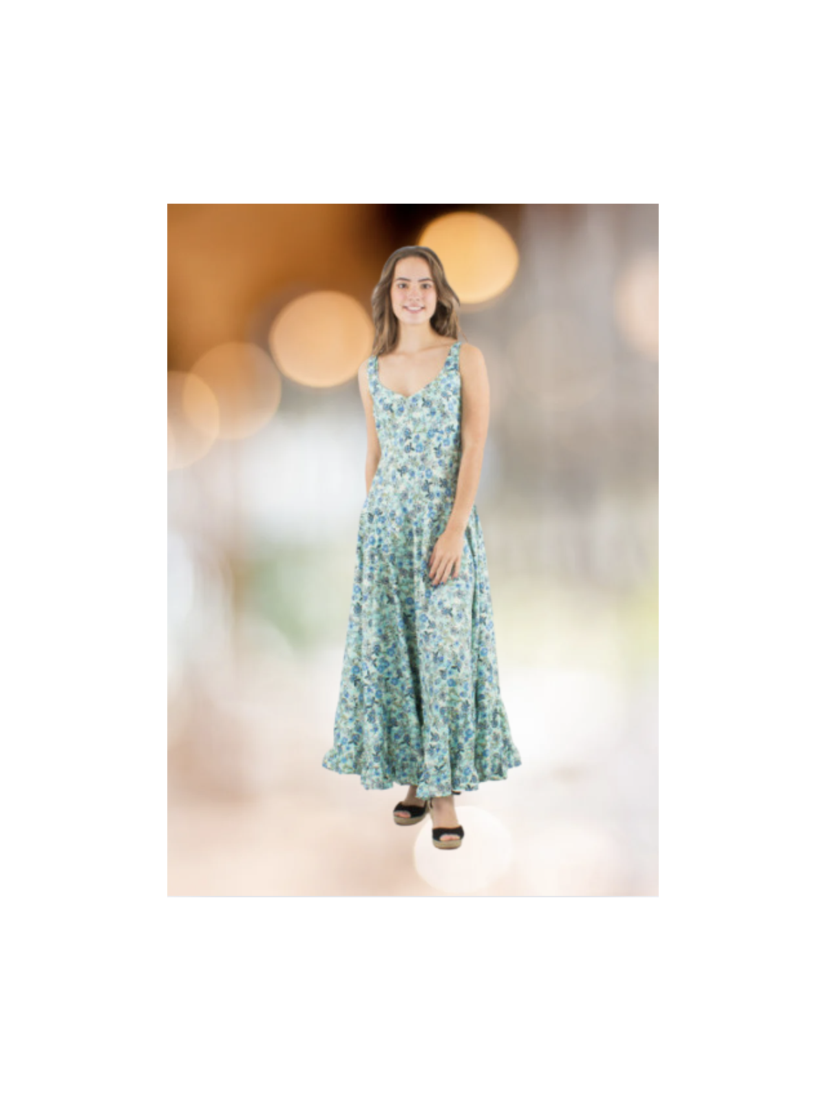 Robe longue verte à volants l 3 vue portée l Tilleulmenthe mode boutique de vêtements femme en ligne