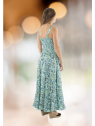 Robe verte smockée à motifs l 4 vue bretelles élastiquées l Tilleulmenthe mode boutique de vêtements femme en ligne