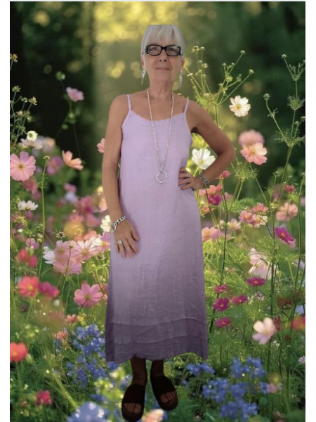Robe longue à bretelles avec détails volants l 2 vue portée l Tilleulmenthe mode boutique de vêtements femme en ligne