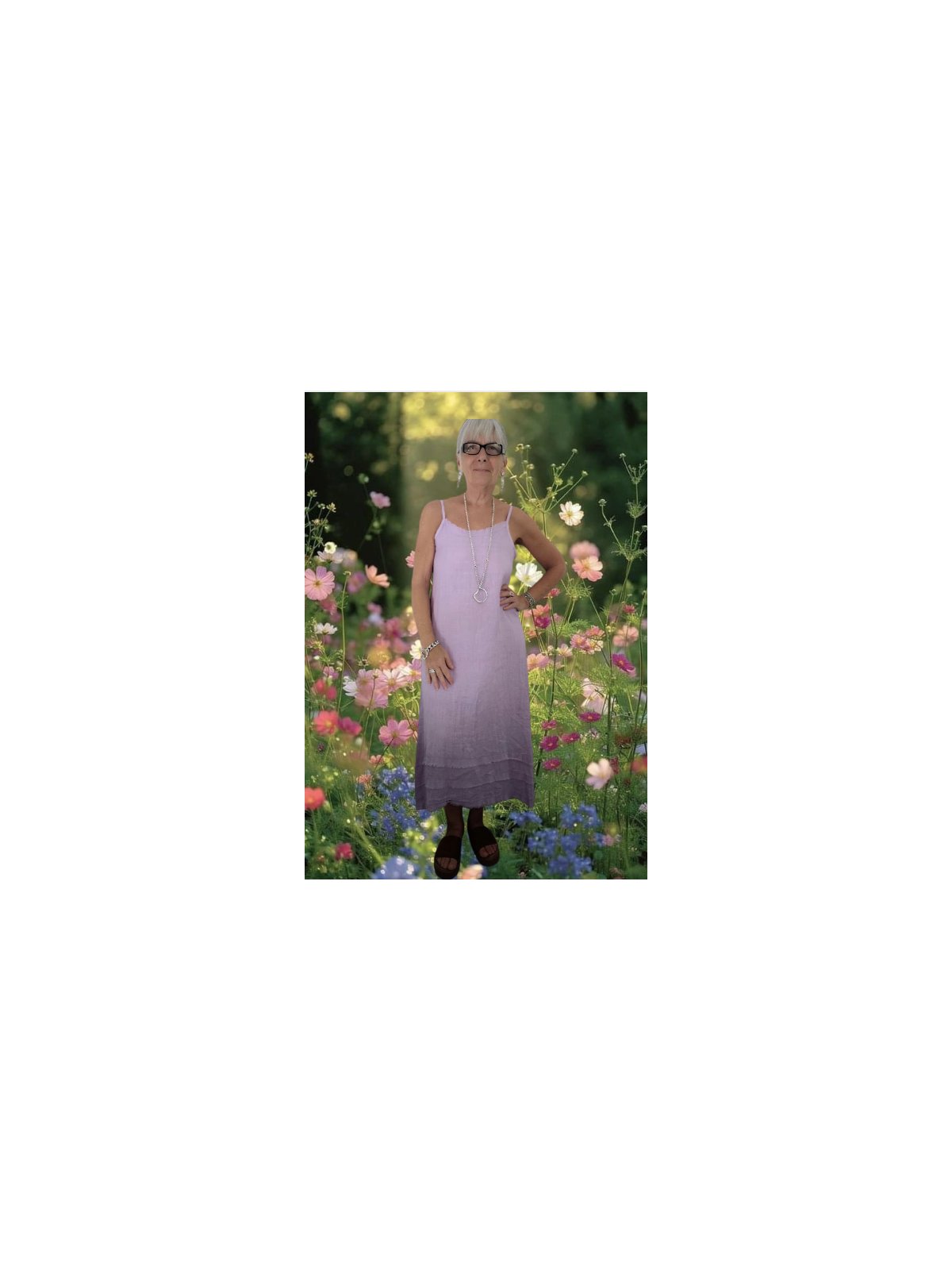 Robe longue à bretelles avec détails volants l 2 vue portée l Tilleulmenthe mode boutique de vêtements femme en ligne