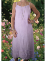 Robe lila 100% lin coupe longue l 3 vue rapprochée l Tilleulmenthe mode boutique de vêtements femme en ligne