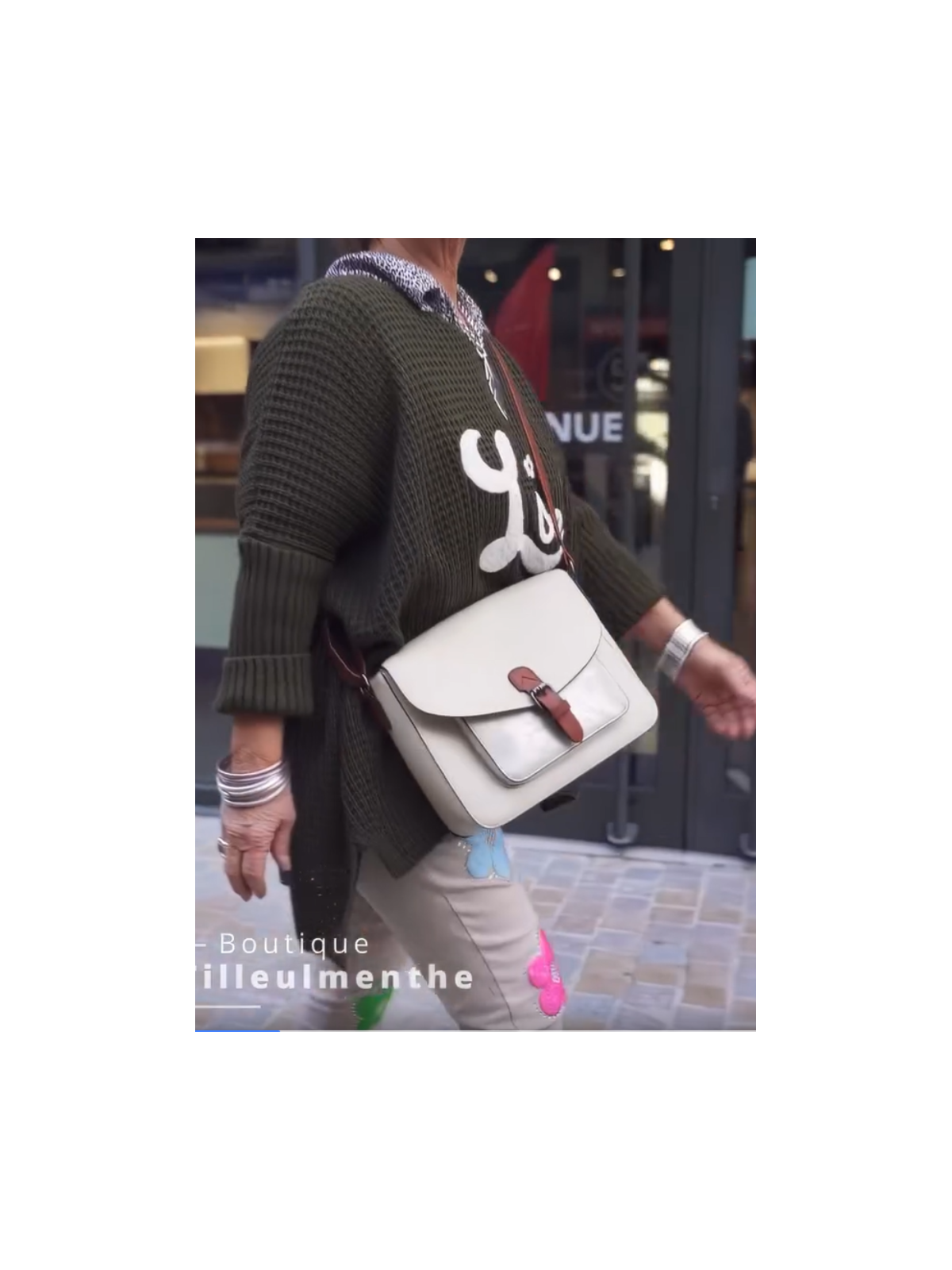 Sac rigide blanc l 4 vue sac porté travers l Tilleulmenthe mode boutique de vêtements prêt à porter femme