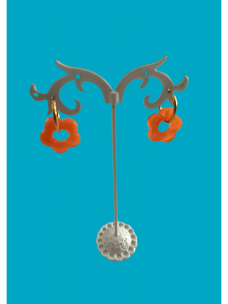 Boucles d'oreille orange et acier doré l 1 vue de face l Tilleulmenthe mode boutique de vêtements femme en ligne