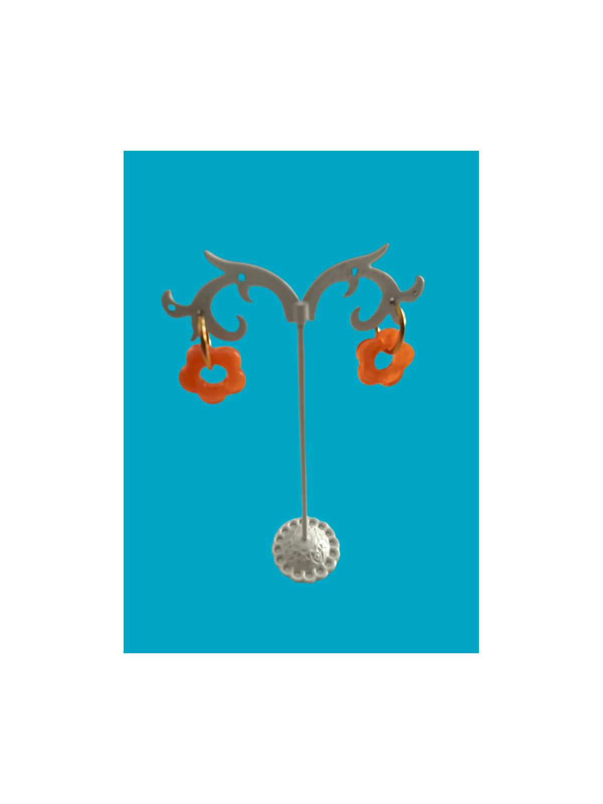 Boucles d'oreille orange et acier doré l 1 vue de face l Tilleulmenthe mode boutique de vêtements femme en ligne