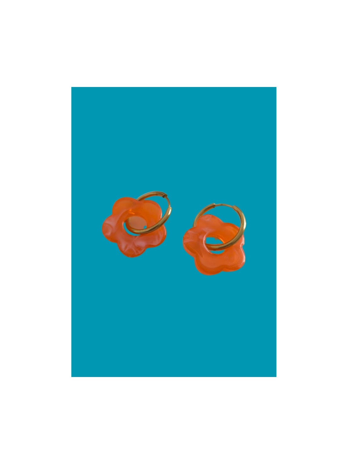 Boucles d'oreilles fleur couleur orange et doré l 2 vue rapprochée l Tilleulmenthe mode boutique de vêtements femme en ligne