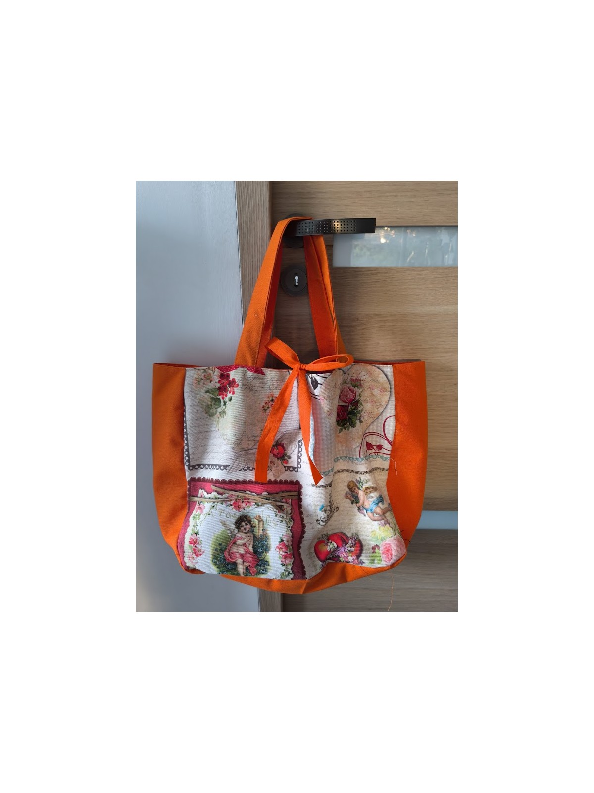 Sac orange et rayé réversible l 1 vue de face l Tilleulmenthe mode boutique de vêtements femme en ligne