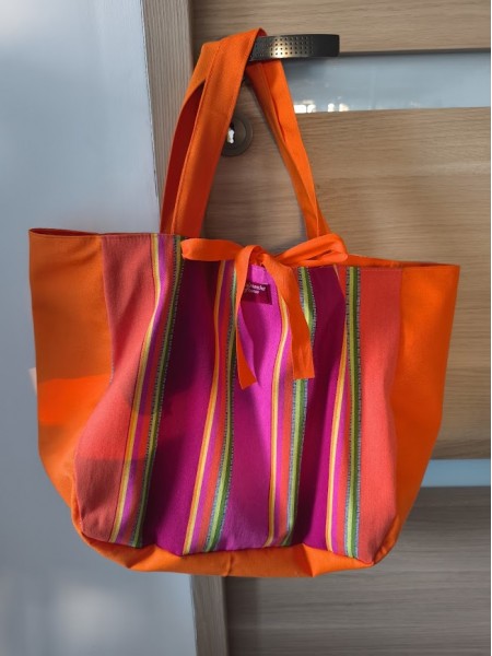 Sac rayé orange et rose création Tilleulmenthe mode l 2 vue résersible l Tilleulmenthe mode boutique de vêtements femme en ligne