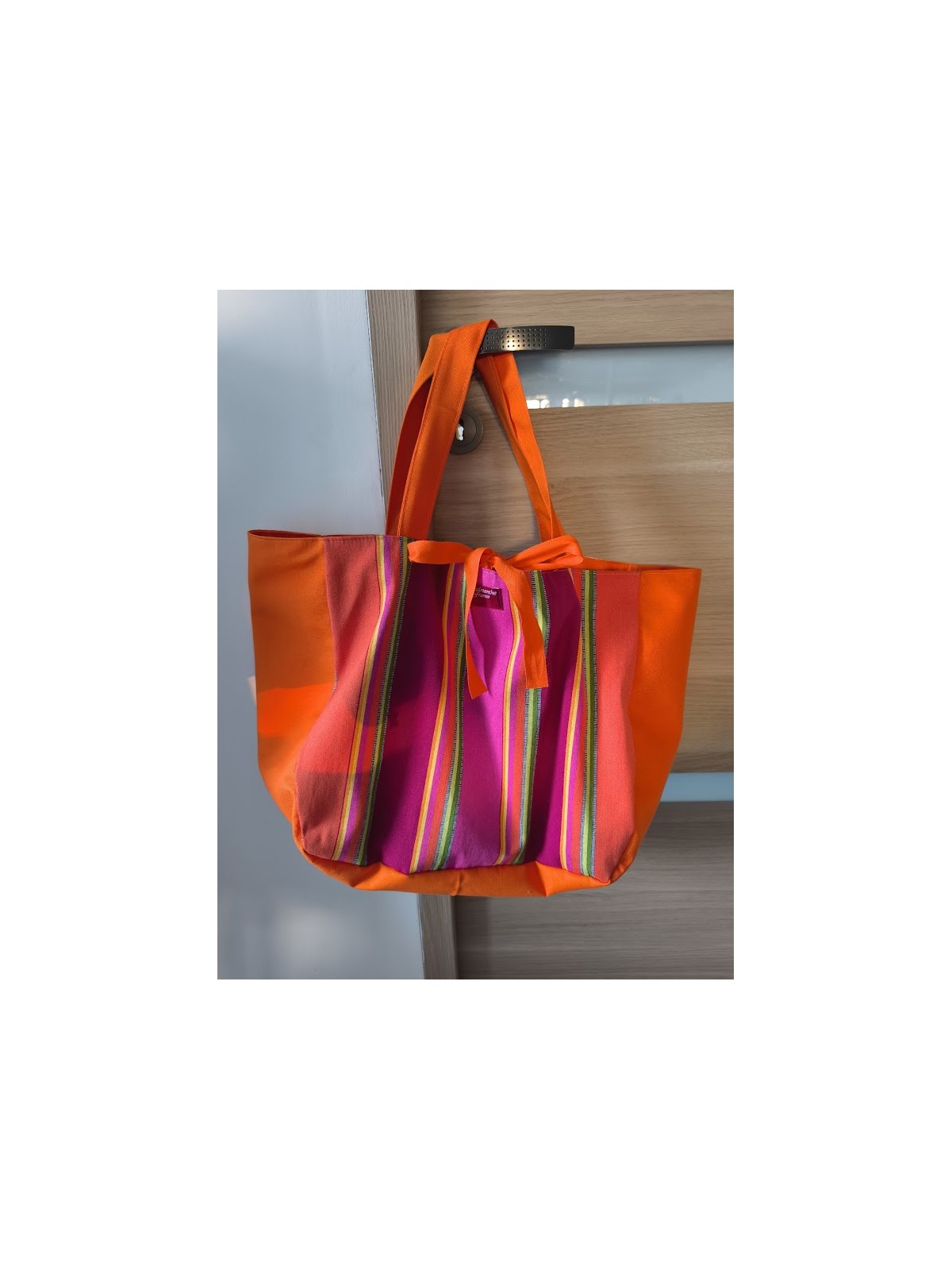 Sac rayé orange et rose création Tilleulmenthe mode l 2 vue résersible l Tilleulmenthe mode boutique de vêtements femme en ligne