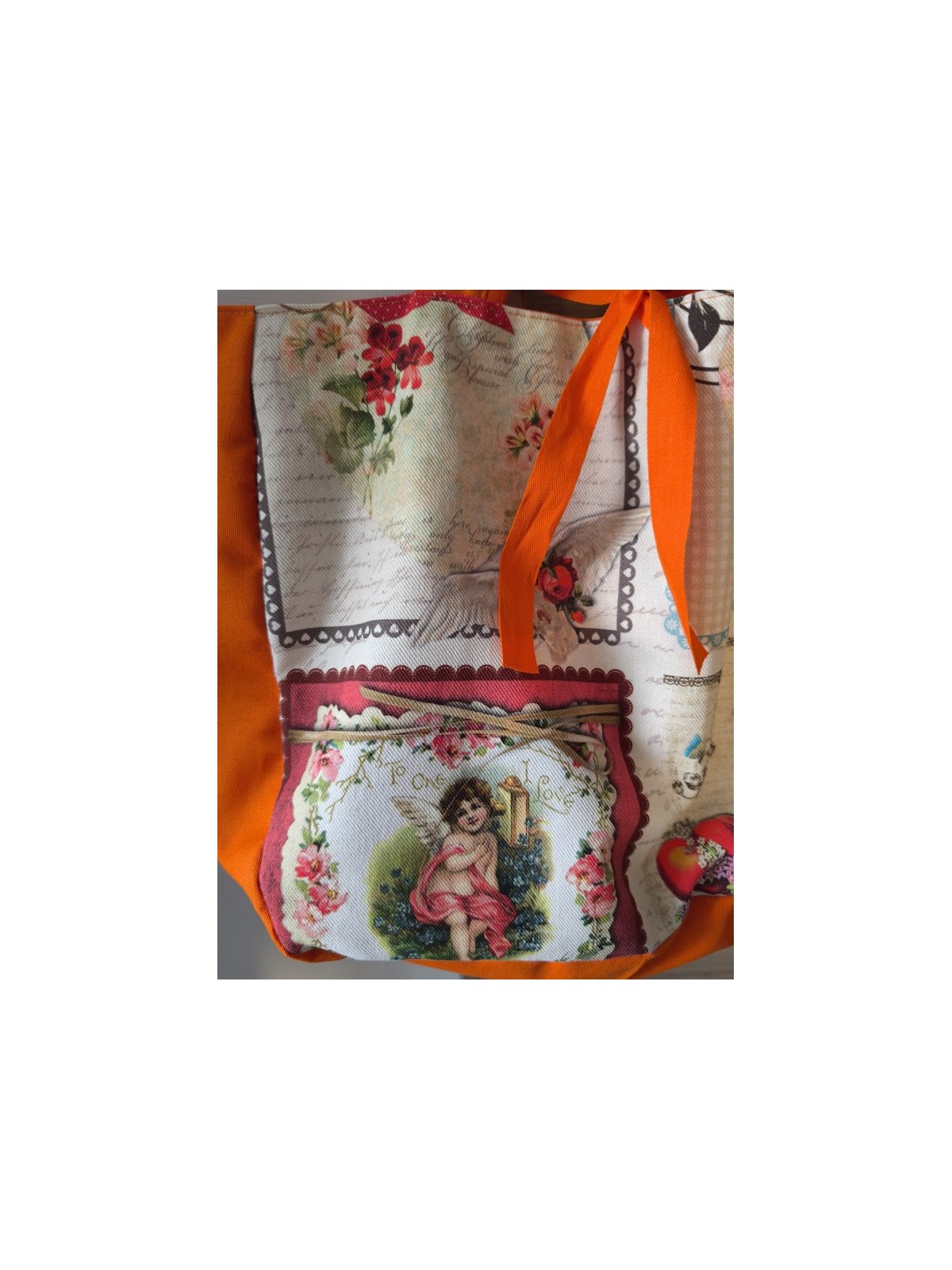 Sac à motifs orange l 3 vue rapprochée l Tilleulmenthe mode boutique de vêtements femme en ligne