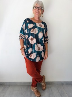 Haut imprimé coquelicots couleurs bleu et blanc l 5 vue couleur bleue l Tilleulmenthe mode boutique de vêtements femme en ligne