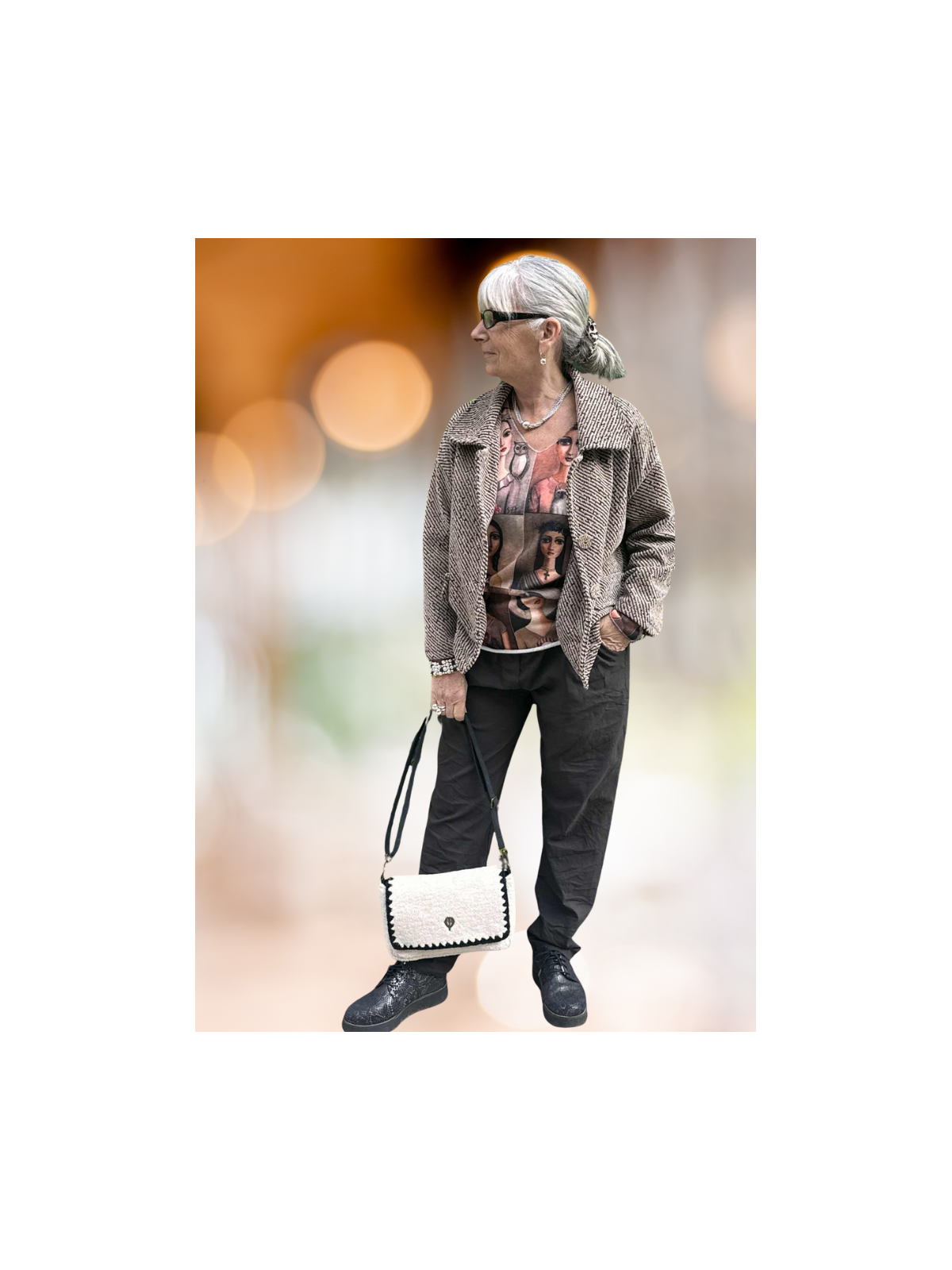 Sac à main blanc effet moumoute l 2 vue porté l Tilleulmenthe mode boutique de vêtements femme en ligne