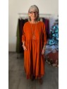 Robe orange 100% Coton l 2 vue portée l Tilleulmenthe mode boutique de vêtements femme en ligne