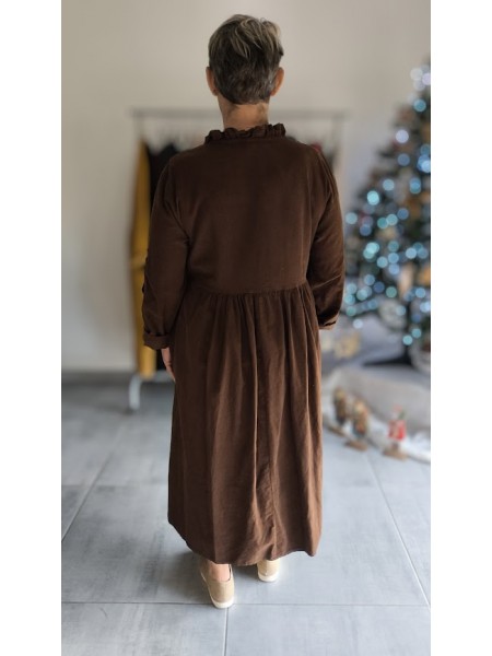 Robe longue manches longues en Coton l 2 vue couleur marron l Tilleulmenthe mode boutique de vêtements femme en ligne