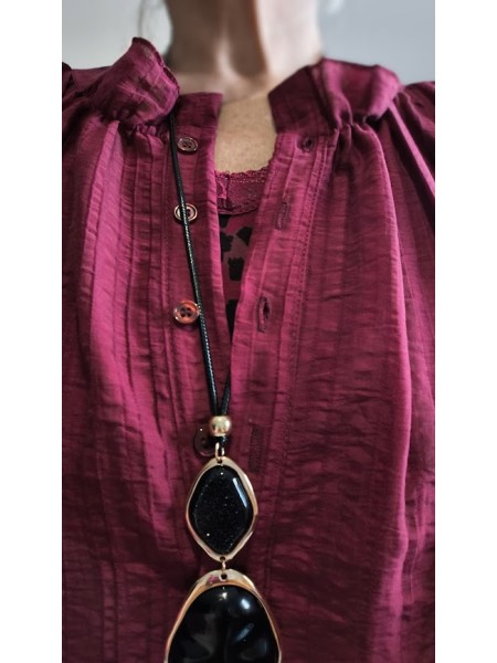 Blouse manches longues bordeaux avec boutons l 4 vue boutons l Tilleulmenthe mode boutique de vêtements femme en ligne