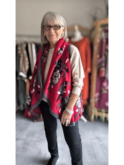 Veste rouge en laine bouillie l 4 vue couleur rouge l Tilleulmenthe mode boutique de vêtements femme en ligne