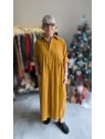 Robe longue moutarde velours fin 100% Coton l 1 vue de face l Tilleulmenthe mode boutique de vêtements femme en ligne