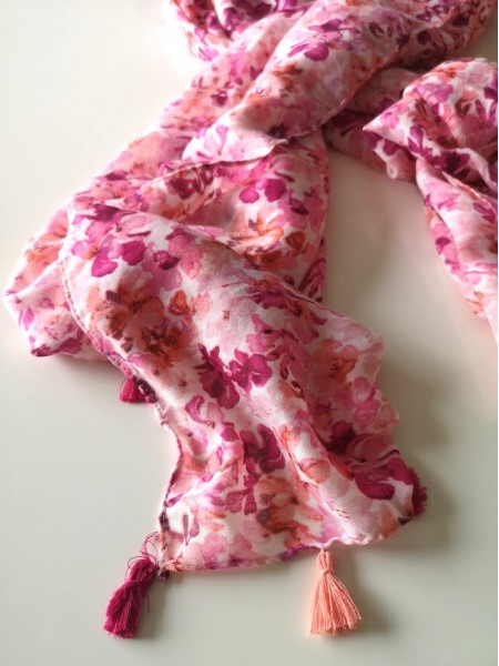 Foulard rose imprimés l 2 vue de près l Tilleulmenthe mode boutique de vêtements femme en ligne