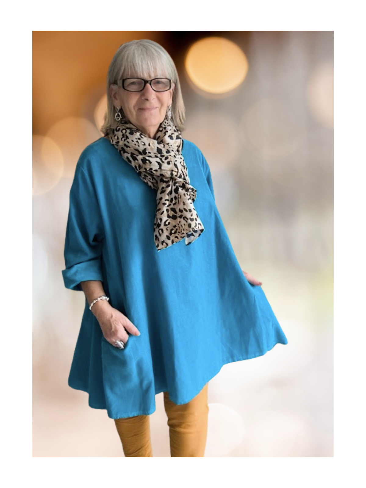 Robe turquoise avec poches l 1 vue rapprochée l Tilleulmenthe mode boutique de vêtements femme en ligne