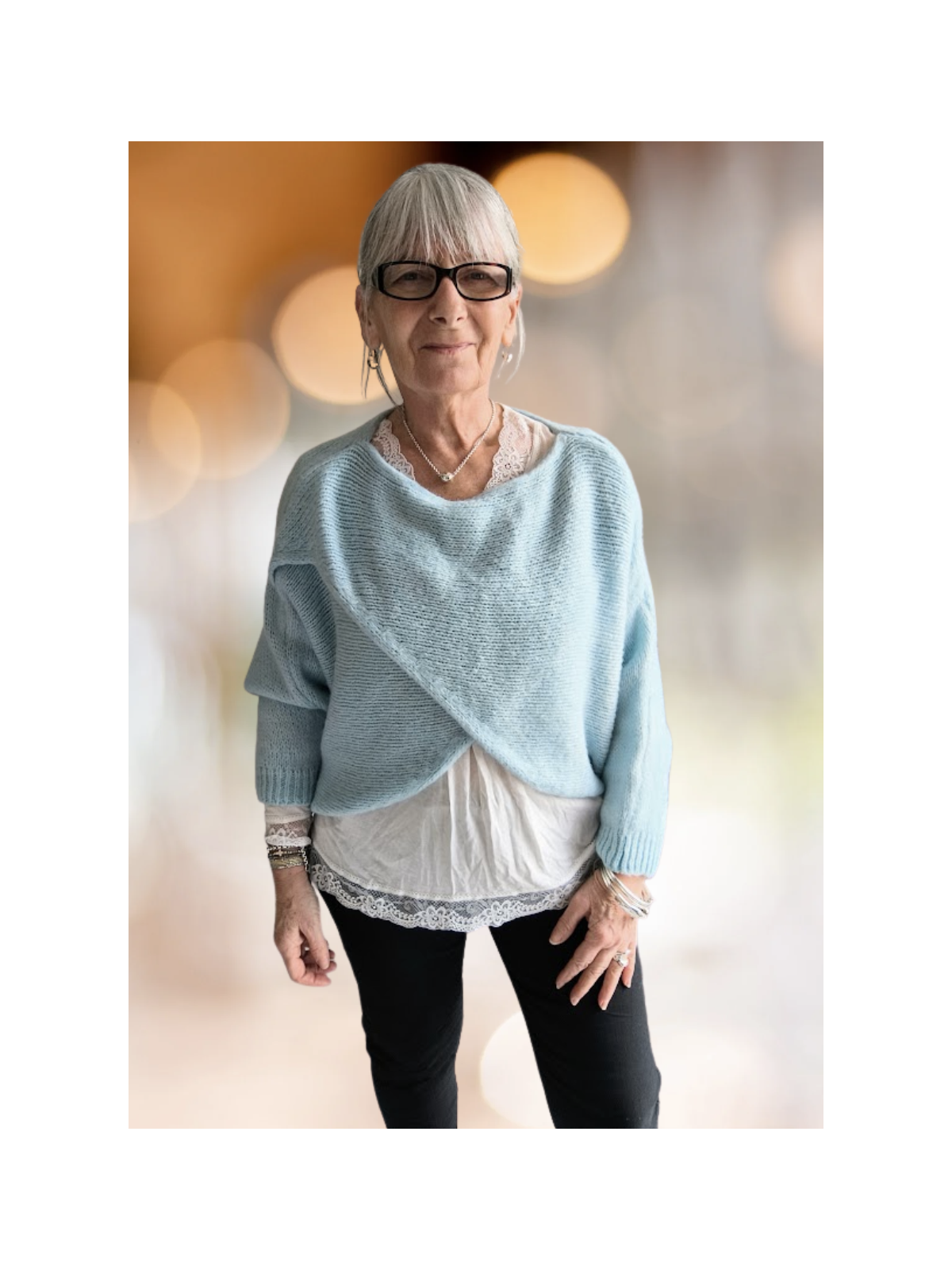 Pull cache-coeur bleu l 1 vue de face l Tilleulmenthe mode boutique de vêtements femme en ligne