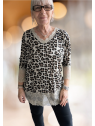 Top manches longues léopard ave dentelle l 2 vue de face l Tilleulmenthe mode boutique de vêtements femme en ligne