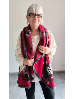 Veste laine bouillie à fleurs l 1 vue de face l Tilleulmenthe mode boutique de vêtements femme en ligne