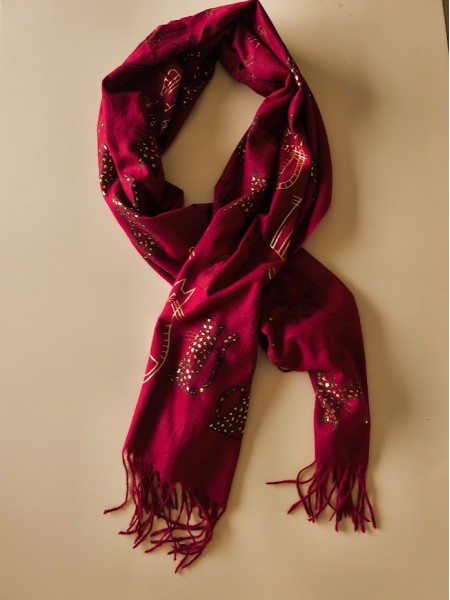 Echarpe motifs chats couleur bordeaux l 3 vue coouleur l Tilleulmenthe mode boutique de vêtements femme en ligne