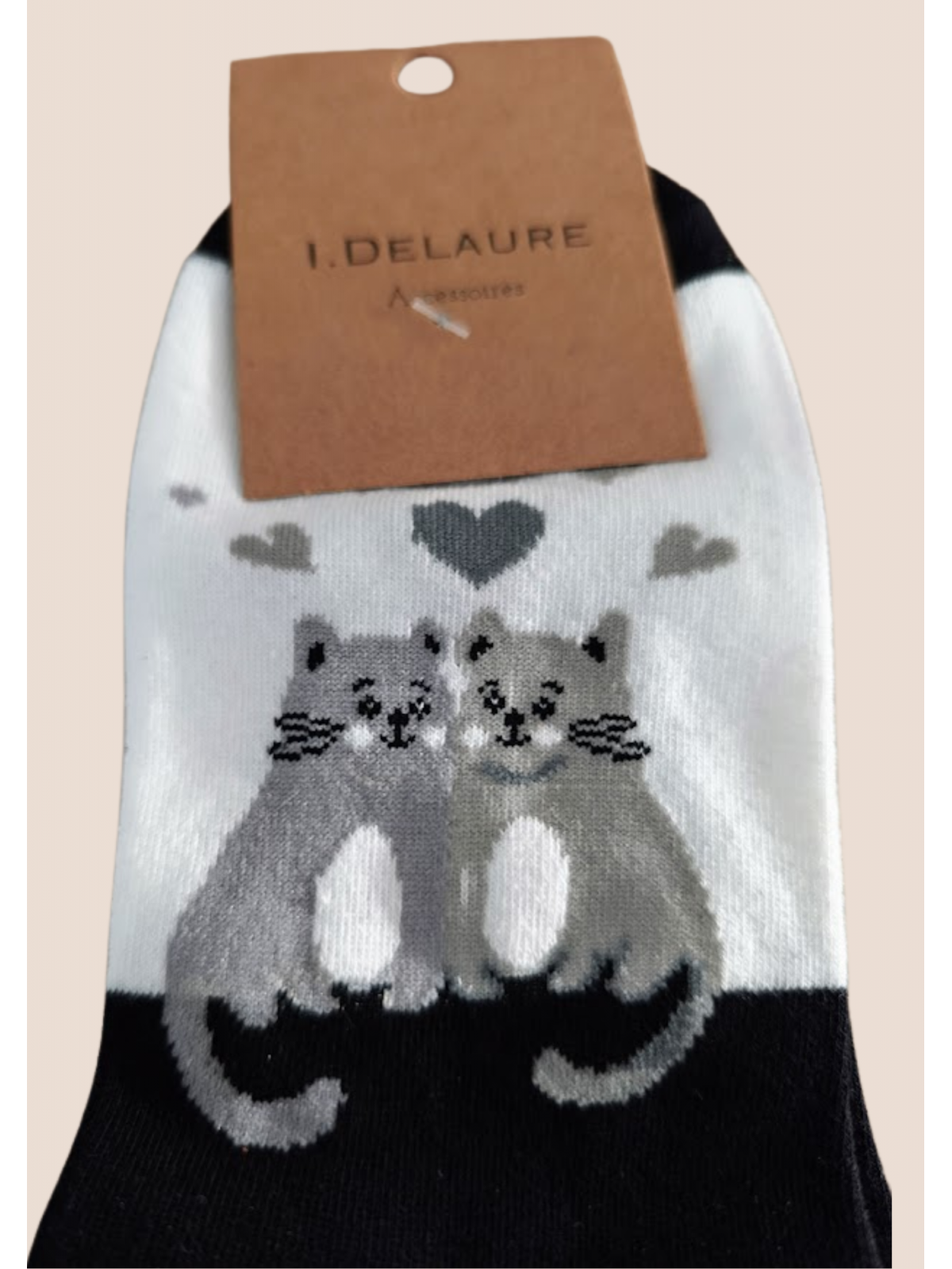 Chaussettes chats gris blanc noir l 2 vue de près l Tilleulmenthe mode boutique de vêtements femme en ligne