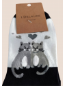Chaussettes chats gris blanc noir l 2 vue de près l Tilleulmenthe mode boutique de vêtements femme en ligne