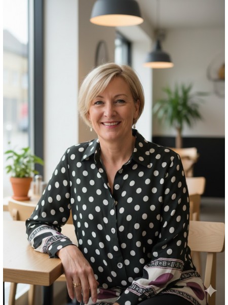 Blouse ample à poids choco et blanche l 3 vue de face l Tilleulmenthe mode boutique de vêtements femme en ligne