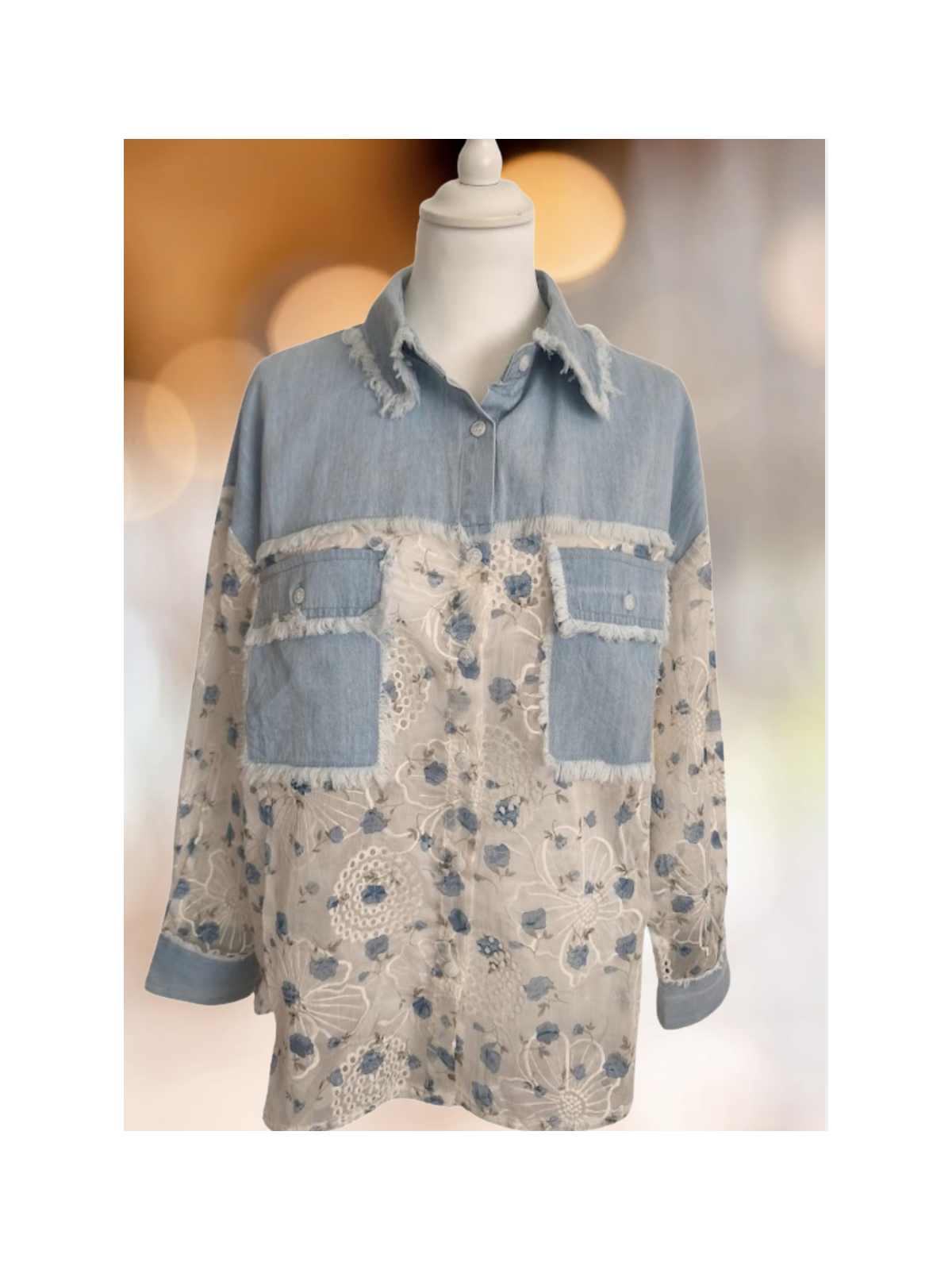 Blouse imprimé liberty et jeans l 2 vue de face l Tilleulmenthe mode boutique de vêtements femme en ligne