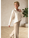 Chemise beige à pois noirs manches longues l 1 vue portée l Tilleulmenthe mode boutique de vêtements femme en ligne