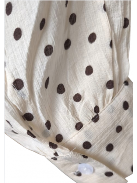 Chemise beige femme pois marron l 4 vue de près l Tilleulmenthe mode boutique de vêtements femme en ligne
