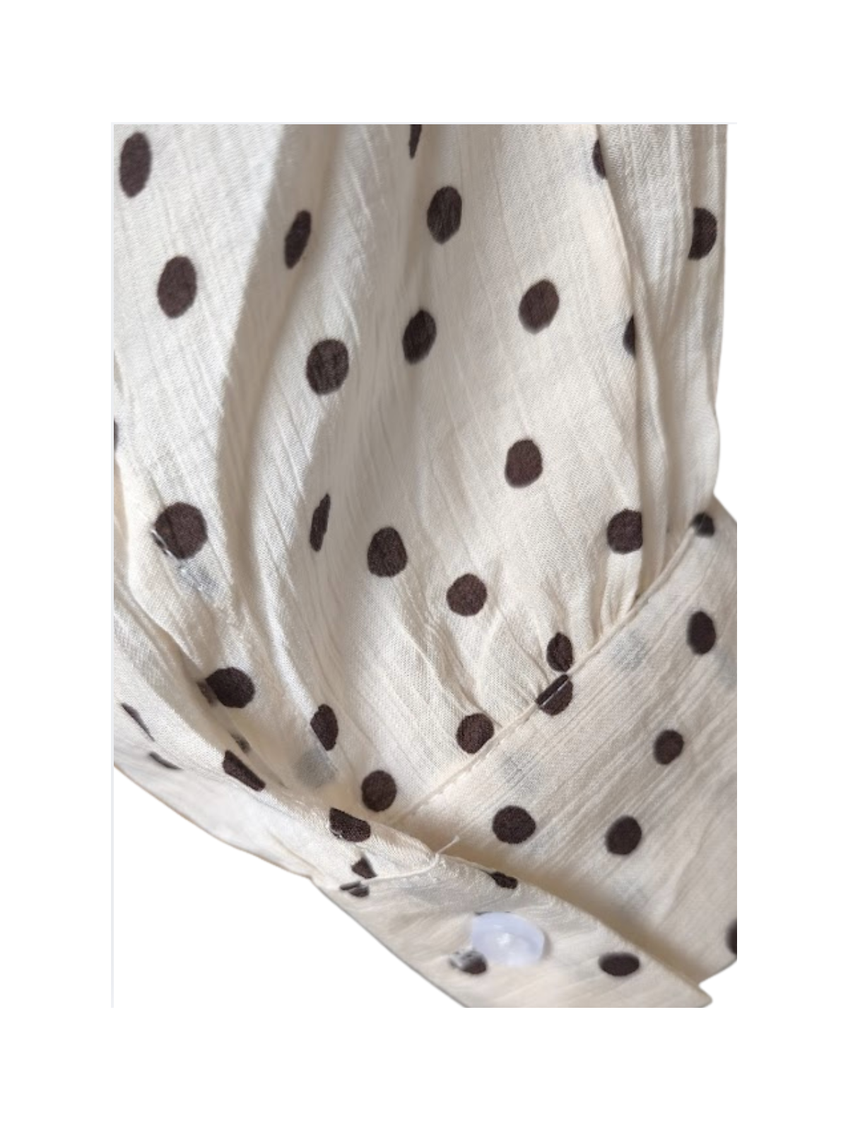 Chemise beige femme pois marron l 4 vue de près l Tilleulmenthe mode boutique de vêtements femme en ligne