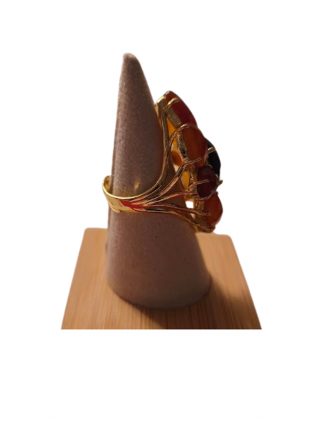 Bague femme pierres naturelles orange et bleue l 3 vue de dos l Tilleulmenthe mode boutique de vêtements femme en ligne