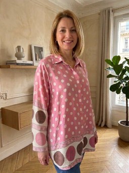 Blouse rose à pois et blanche l 5 vue portée l Tilleulmenthe mode boutique de vêtements femme en ligne