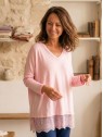 Top manches longues dentelles rose l 1 vue de face l Tilleulmenthe mode boutique de vêtements femme en ligne