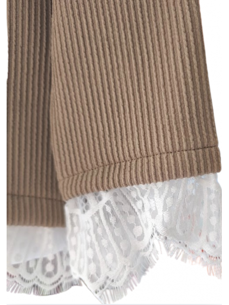 Top camel dentelle blanche l 3 vue manche l Tilleulmenthe mode boutique de vêtements femme en ligne