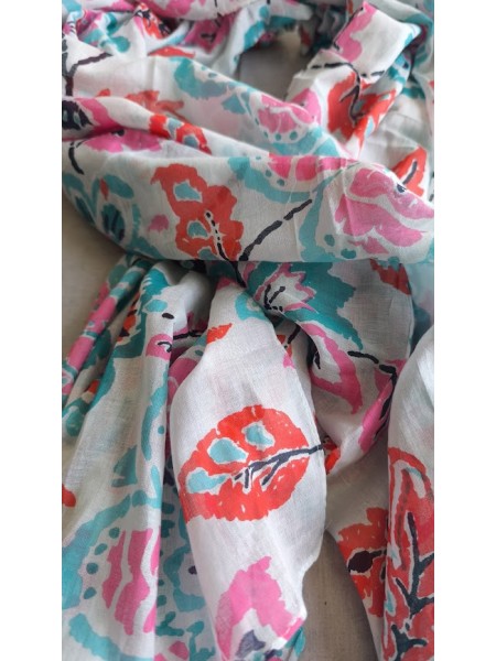 Foulard paréo orange 100% Coton l 3 vue couleur orange l Tilleulmenthe mode boutique de vêtements femme en ligne