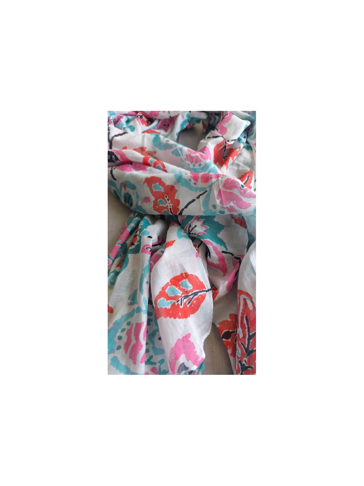 Foulard paréo orange 100% Coton l 3 vue couleur orange l Tilleulmenthe mode boutique de vêtements femme en ligne