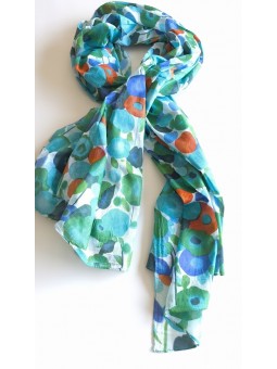 Foulard vert à fleurs l 1 vue de face l Tilleulmenthe mode boutique de vêtements femme en ligne