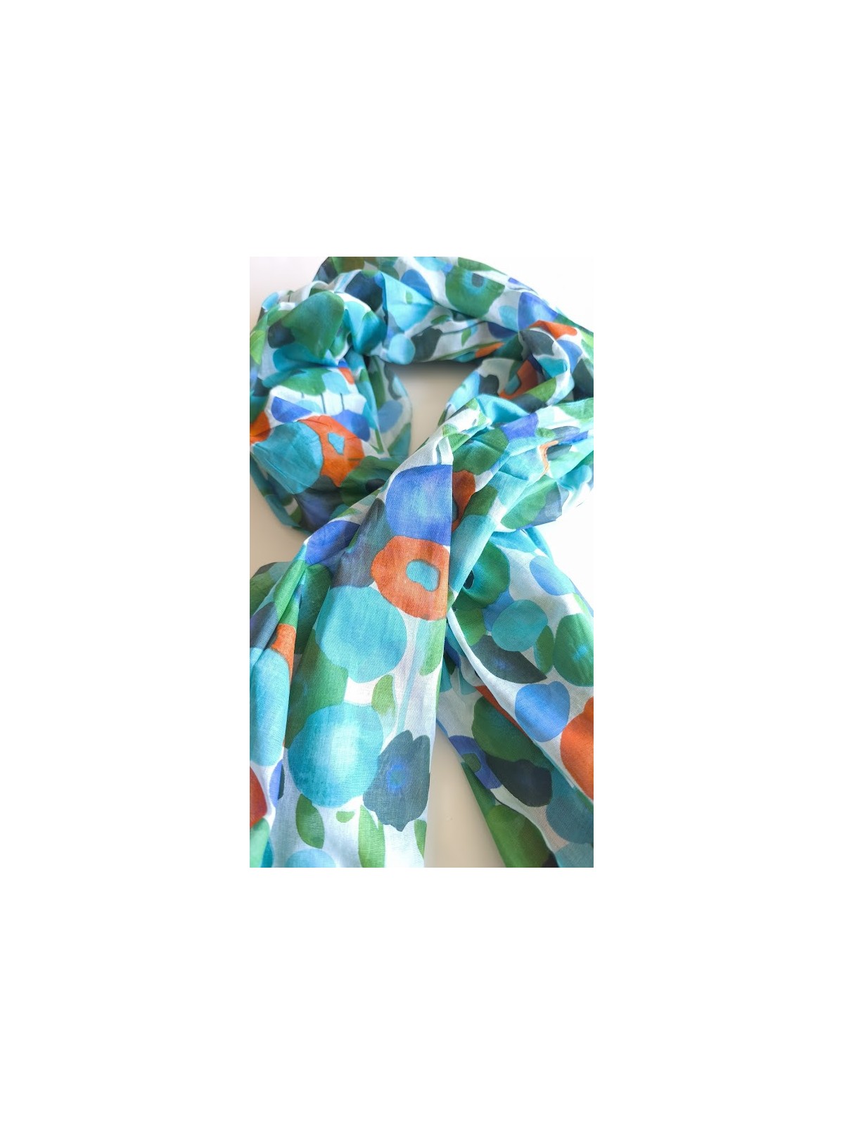Foulard vert à fleurs colorées femme l 2 vue de près l Tilleulmenthe mode boutique de vêtements femme en ligne