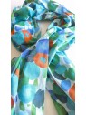 Foulard vert à fleurs colorées femme l 2 vue de près l Tilleulmenthe mode boutique de vêtements femme en ligne
