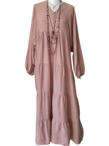 Robe rose coupe longue pour femme l 2 vue de face l Tilleulmenthe mode boutique de vêtements femme en ligne