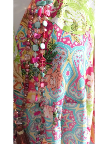 Robe longue à motifs style bohème chic l 2 vue de près l Tilleulmenthe mode boutique de vêtements femme en ligne