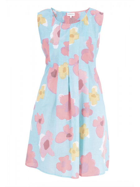 Robe bleue à fleurs rose et jaune l 3 vue imprimés fleurs l Tilleulmenthe mode boutique de vêtements femme en ligne