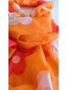 Foulard femme orange fleurs beiges l 2 vue de près l Tilleulmenthe mode boutique de vêtements femme en ligne