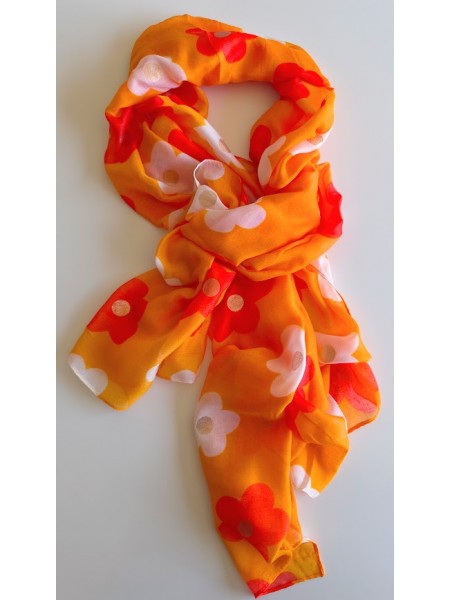 Foulard orange à fleurs beige l 1 vue de face l Tilleulmenthe mode boutique de vêtements femme en ligne